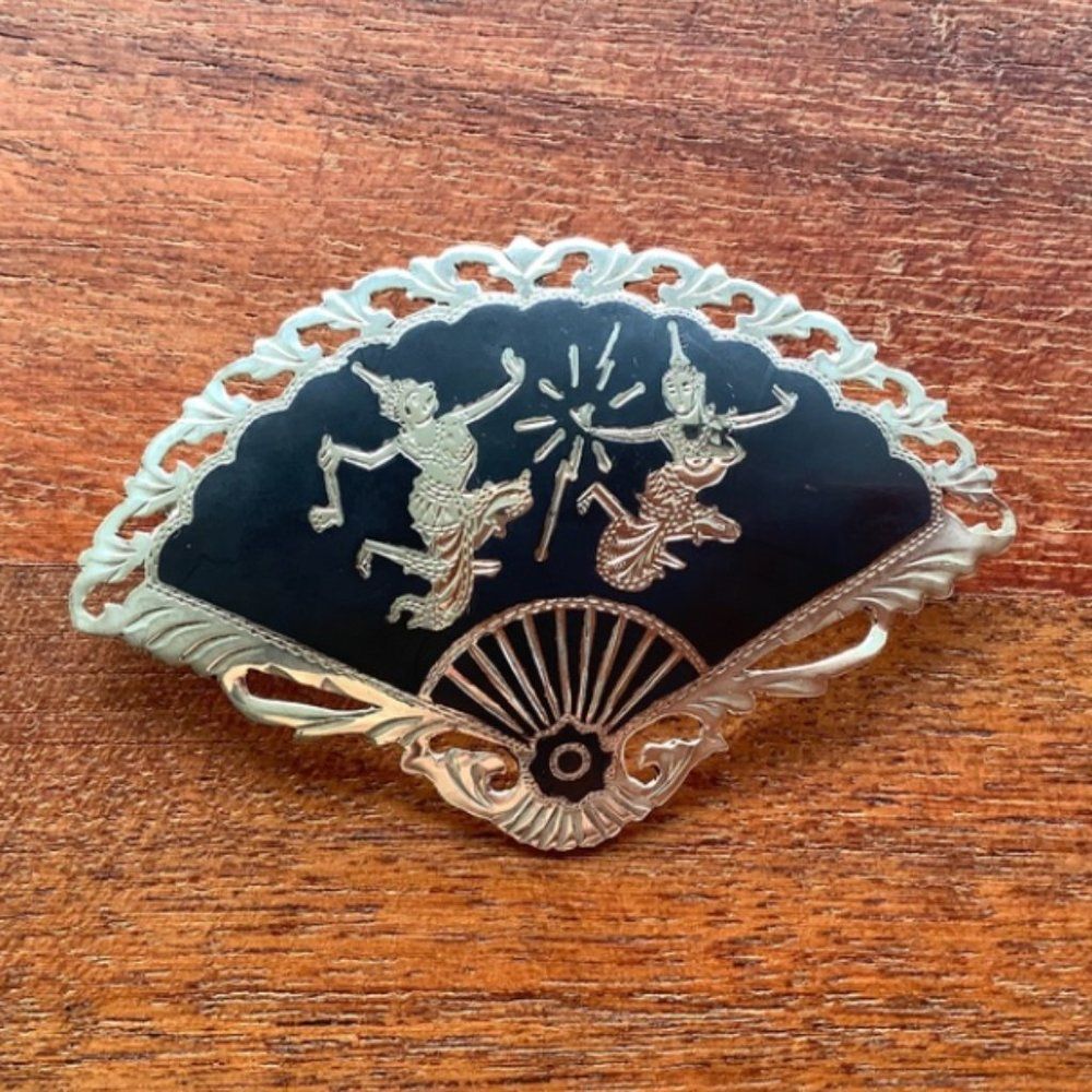 Sterling Silver Thai fan brooch